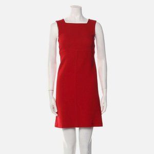 Agnes B. Red Wool Mini Dress with Square Neckline XS